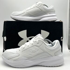 Under Armour Charged Edge Lthr Shoes Mens 11 White Running Sneakers 3028375-100